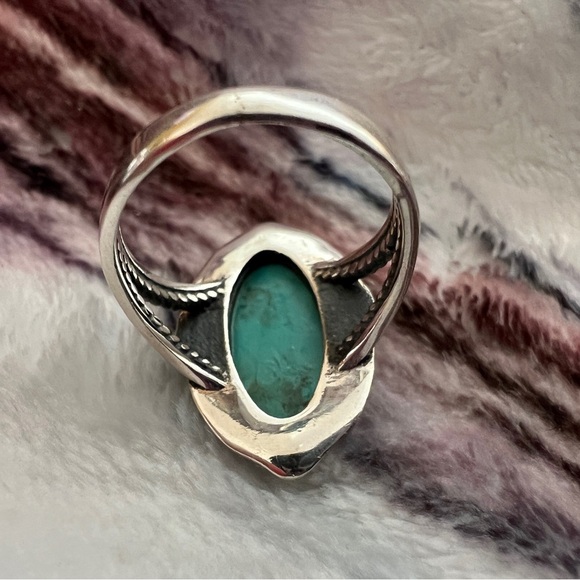 ❤️ Royston Turquoise Southwestern Ring Size 8 Unisex 5.4 gms Beautiful Setting - Picture 4 of 12